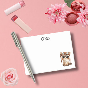 Cat pilot Cat Mom watercolor custom funny office Post-it Notes