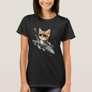 Cat Pilot Kitten Flying Airplane Aviation T-Shirt