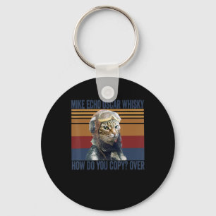 Cat Pilot Mike Echo Oscar Whisky Costume Gift Keychain