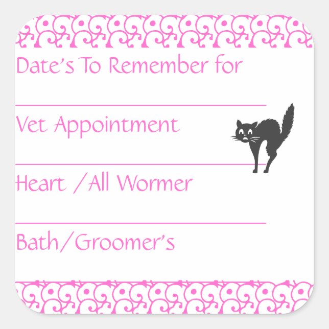 Cat Pink Reminder Stickers (Front)