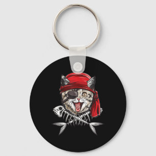 Cat Pirate Boys Men Jolly Roger Flag Skull And Cro Keychain