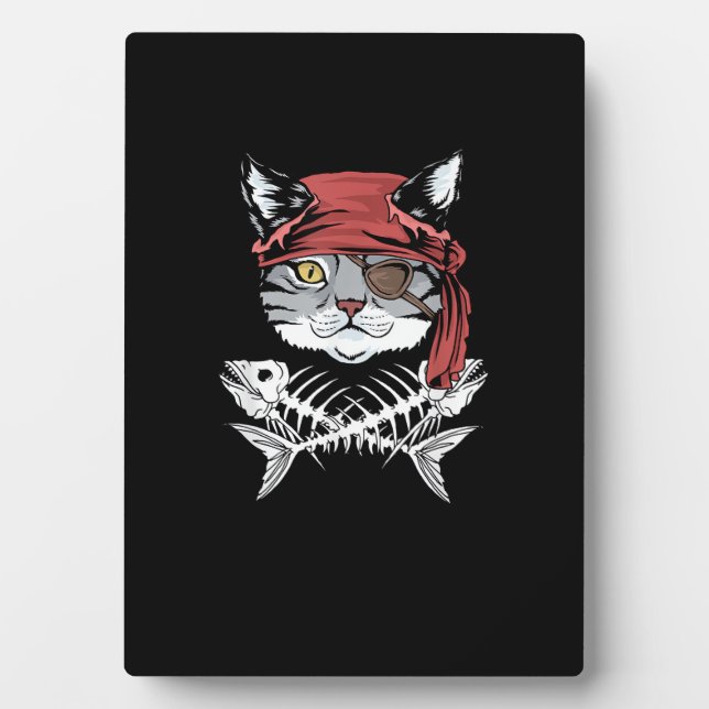 Cat Pirate Funny Cat Pirate Halloween Plaque (Front)