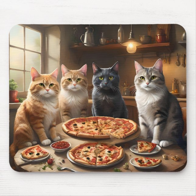 Cat Pizza Night, Mouse Pad (Front)