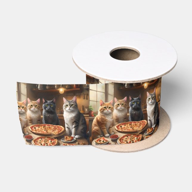 Cat Pizza Night, Satin Ribbon (Spool)