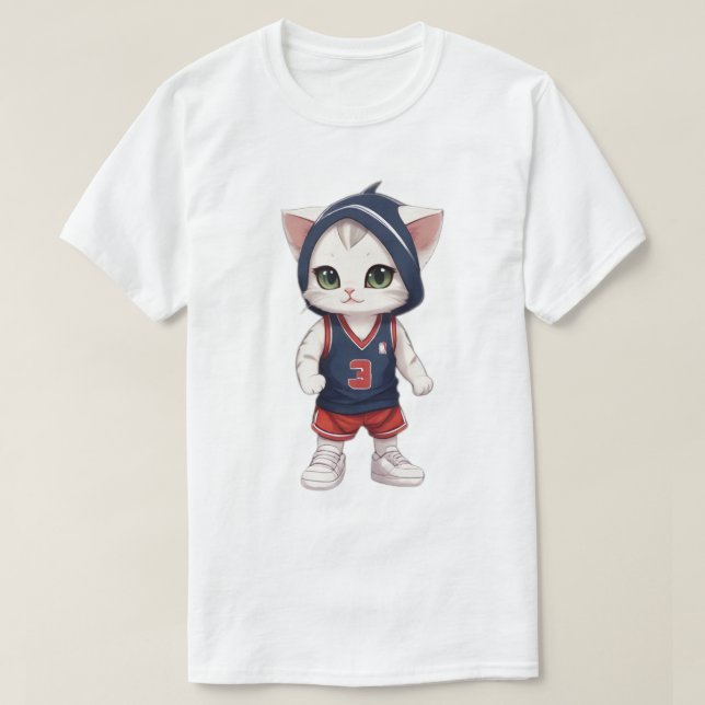 cat play basketball T-Shirt (Design Front)