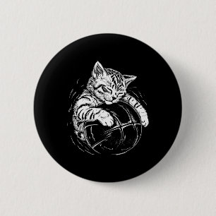 Cat Player Sleeping On A Bysketbyll Kitties Pet Lo 2 Inch Round Button