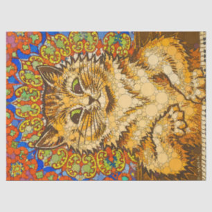 Cat Playing a Piano, Psychedelic -After Louis Wain Tissue Paper