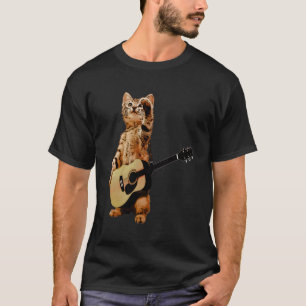 Cat Playing Acoustic Guitar Musician Guitarist T-Shirt