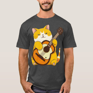 Cat playing an acoustic guitar illustration T-Shirt