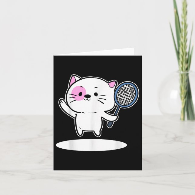 Cat Playing Badminton Badminton Player For Men Wom Card (Front)