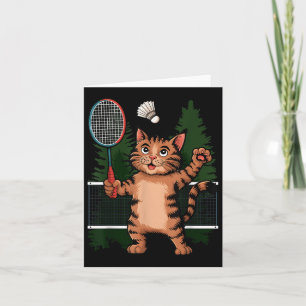 Cat Playing Badminton Shuttle Player Lover Coach G Card