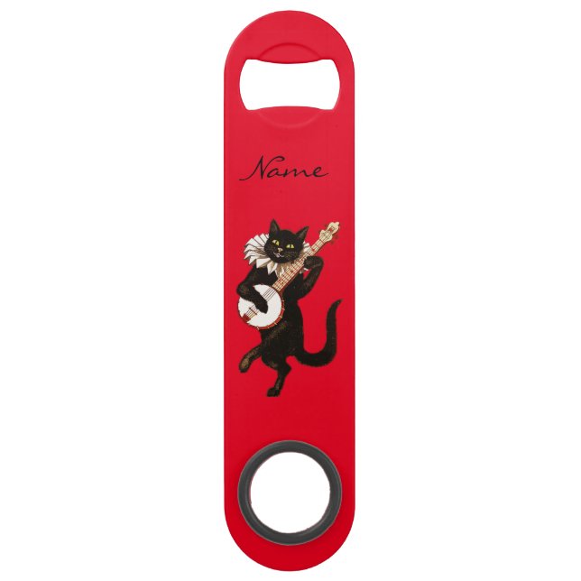 Cat playing Banjo Thunder_Cove Bar Key (Front)