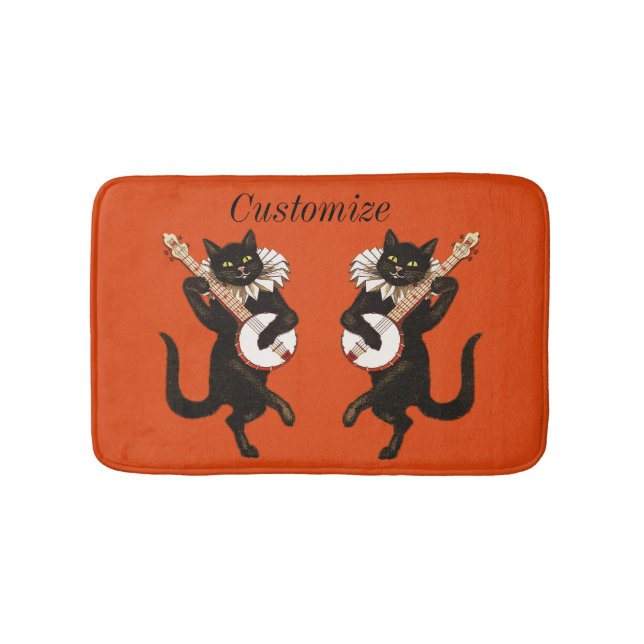Cat playing Banjo Thunder_Cove Bath Mat (Front)