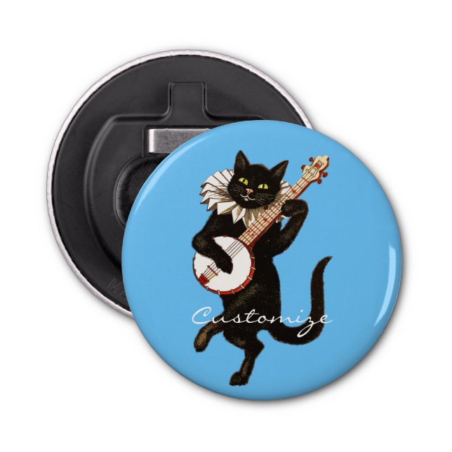 Cat playing Banjo Thunder_Cove Bottle Opener (Front)