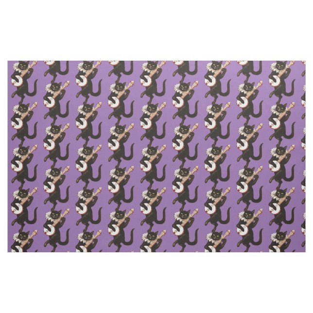 Cat playing Banjo Thunder_Cove Fabric (Fat Quarter)