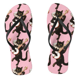 Cat playing Banjo Thunder_Cove Flip Flops