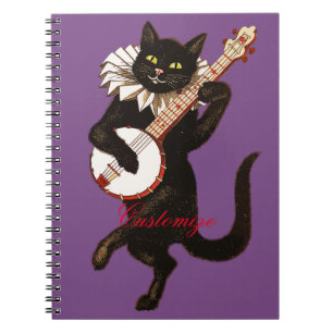 Cat playing Banjo Thunder_Cove Notebook