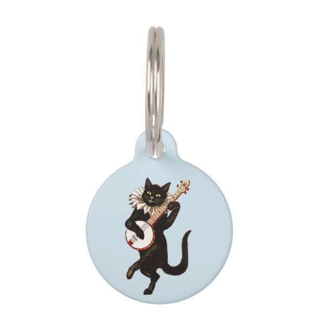 Cat playing Banjo Thunder_Cove Pet Tag (Front)