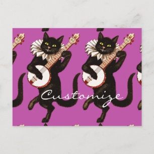 Cat playing Banjo Thunder_Cove Postcard