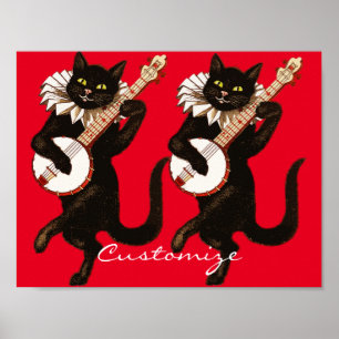 Cat playing Banjo Thunder_Cove Poster