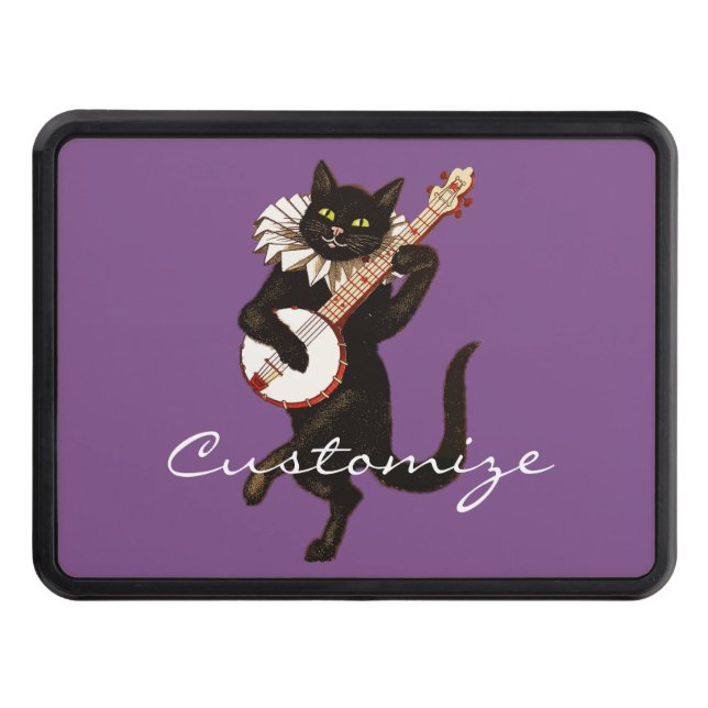 Cat playing Banjo Thunder_Cove Trailer Hitch Cover (Front)