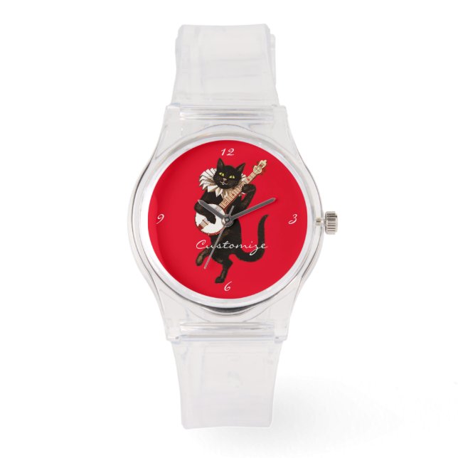 Cat playing Banjo Thunder_Cove Watch (Front)