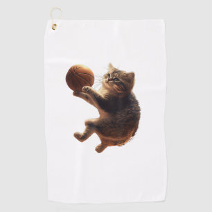 Cat Playing Basketball Funny Cats Mom Meow Kitty F Golf Towel