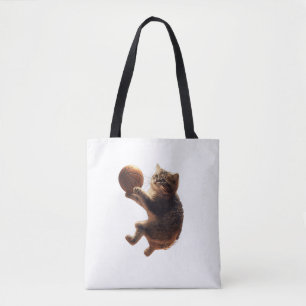 Cat Playing Basketball Funny Cats Mom Meow Kitty F Tote Bag