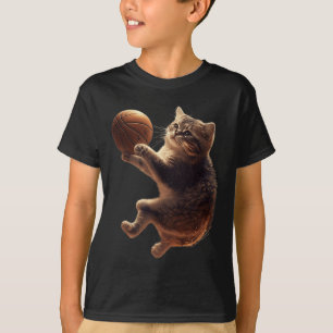 Cat Playing Bysketbyll Fun Cats Mom Meow Kitty Fun T-Shirt