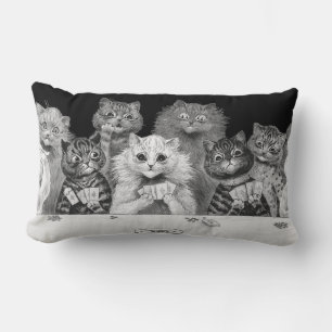 Cat Playing Card, Louis Wain Lumbar Pillow