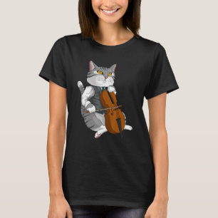 Cat Playing Cello Violin musical instrument T-Shirt