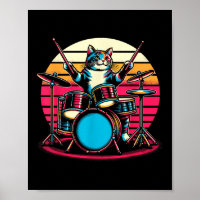 Cat Playing Drums Drummer Novelty Music Lover Funn
