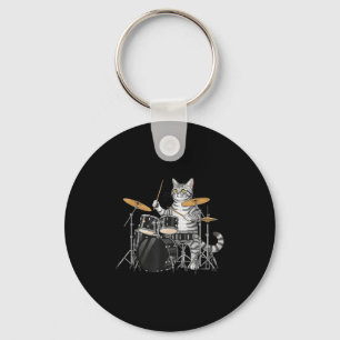 Cat Playing Drums Drumset Drumkit Drumming Drum Dr Keychain
