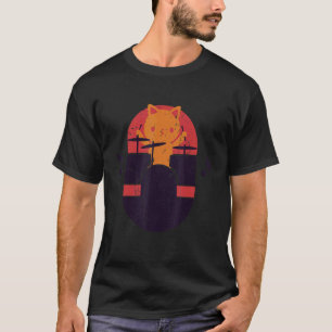 Cat Playing Drums Funny Drum Kit Drummer Gift T-Shirt