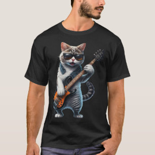 Cat Playing Electric Bass Guitar  Animal Cat  Guit T-Shirt