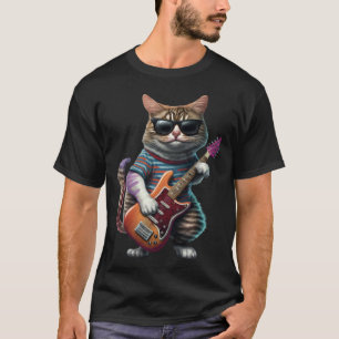 Cat Playing Electric Guitar Animal Cat Guitar 1 T-Shirt