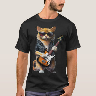 Cat Playing Electric Guitar  Animal Cat  Guitar T-Shirt
