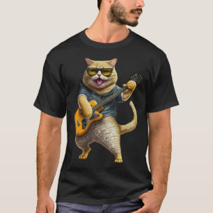 Cat Playing Electric Guitar  Animal Cat  Guitar T-Shirt