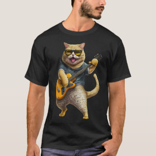 Cat Playing Electric Guitar  Animal Cat  Guitar T-Shirt
