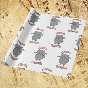Cat Playing Flute Fanatic Funny Music Lover Wrapping Paper