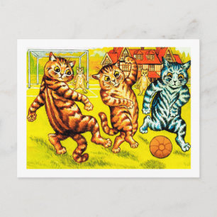 Cat Playing Football, Louis Wain Postcard