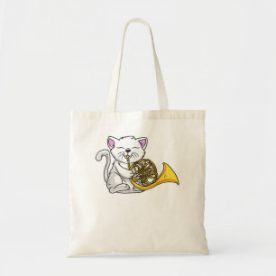 Cat Playing French Horn Funny Music Gift2 Tote Bag