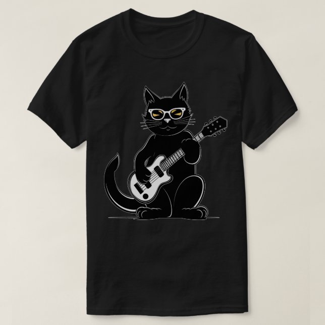Cat playing guitar 1 T-Shirt (Design Front)
