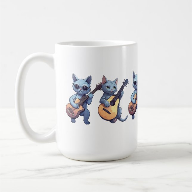 Cat playing guitar, cat lover coffee mug (Left)