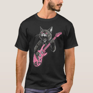 Cat Playing Guitar Guitarist kitty Feline Musician T-Shirt