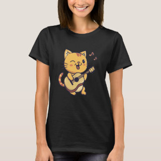 Cat Playing Guitar Kitten Cute Boys Girls T-Shirt