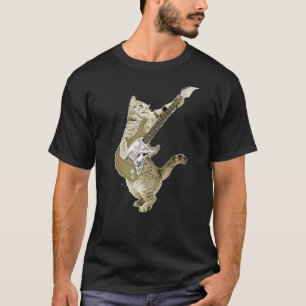 Cat Playing Guitar Kitten Guitarist Rockstar T-Shirt