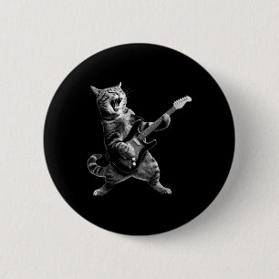 Cat Playing Guitar Rock And Roll Rock Star For Men 2 Inch Round Button