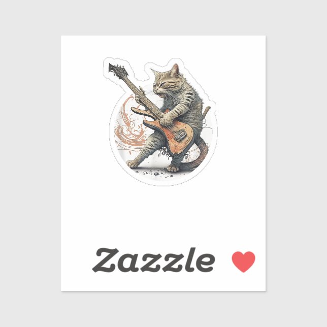 Cat Playing Guitar  Rock Cat  Heavy Metal Cat  Mus (Sheet)
