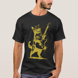 Cat Playing Guitar Rock Star Rock And Roll For Men T-Shirt
